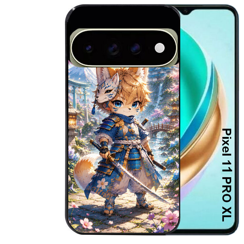 Coque pour Pixel 10 / 11 / PRO / XL renard et fox samourai