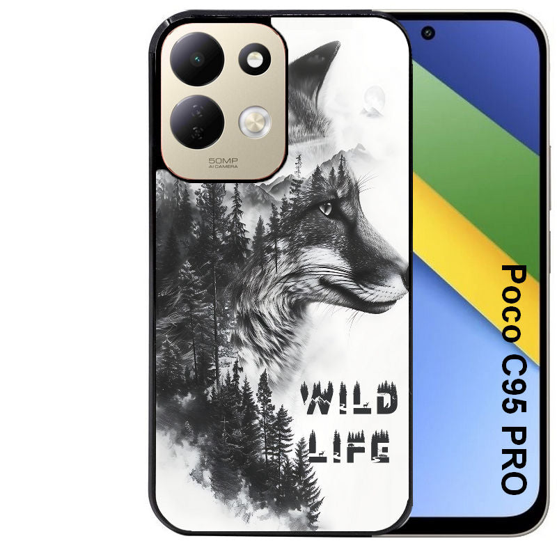 Coque pour POCO C95 PRO renard fox wild