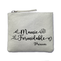 Porte monnaie personnalisé mamie formidable ivoire en feutrine en feutrine ivoire