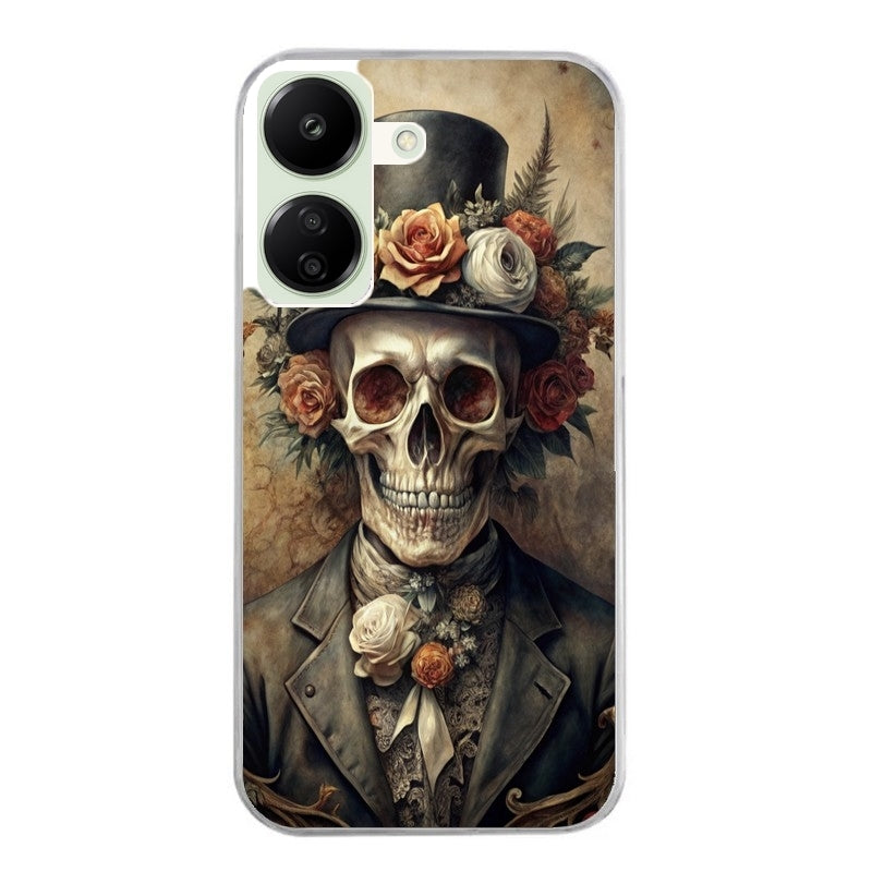 Coque taperso pour POCO C65 4G avec motif tete de mort chapeau protection antichoc personnalisée