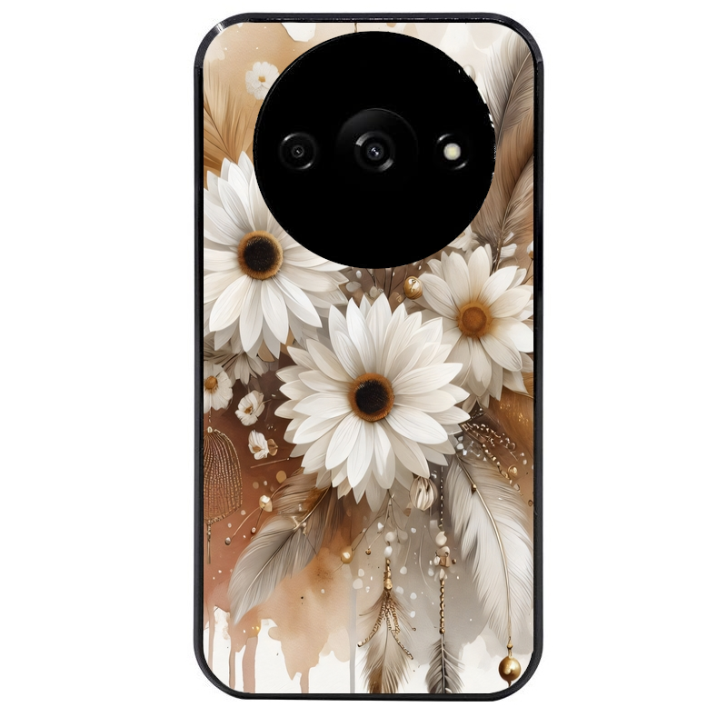 Coque noire taperso pour Redmi A3 avec motif dreamcatcher marguerite protection antichoc personnalisée