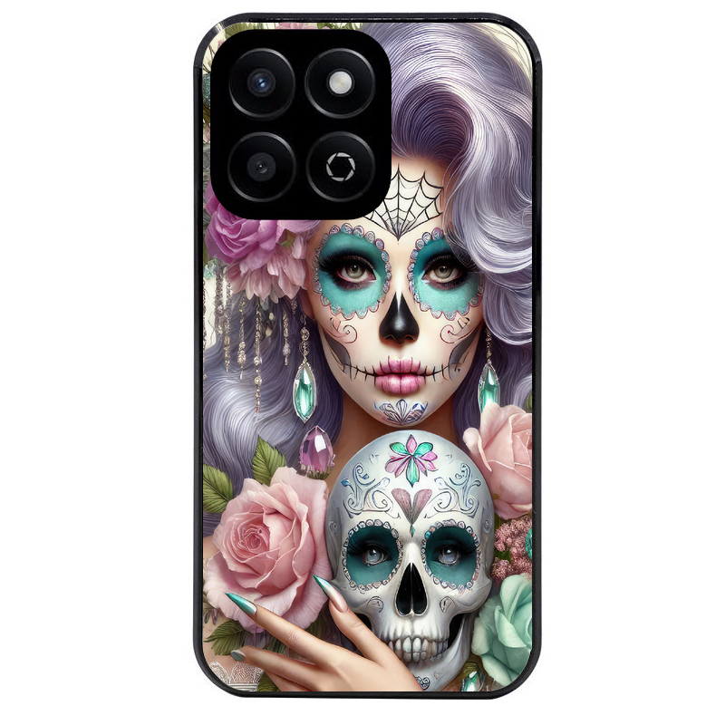 Coque noire taperso pour Honor 400 et Lite Pro Smart avec motif tete de mort calavera bijoux protection antichoc personnalisée