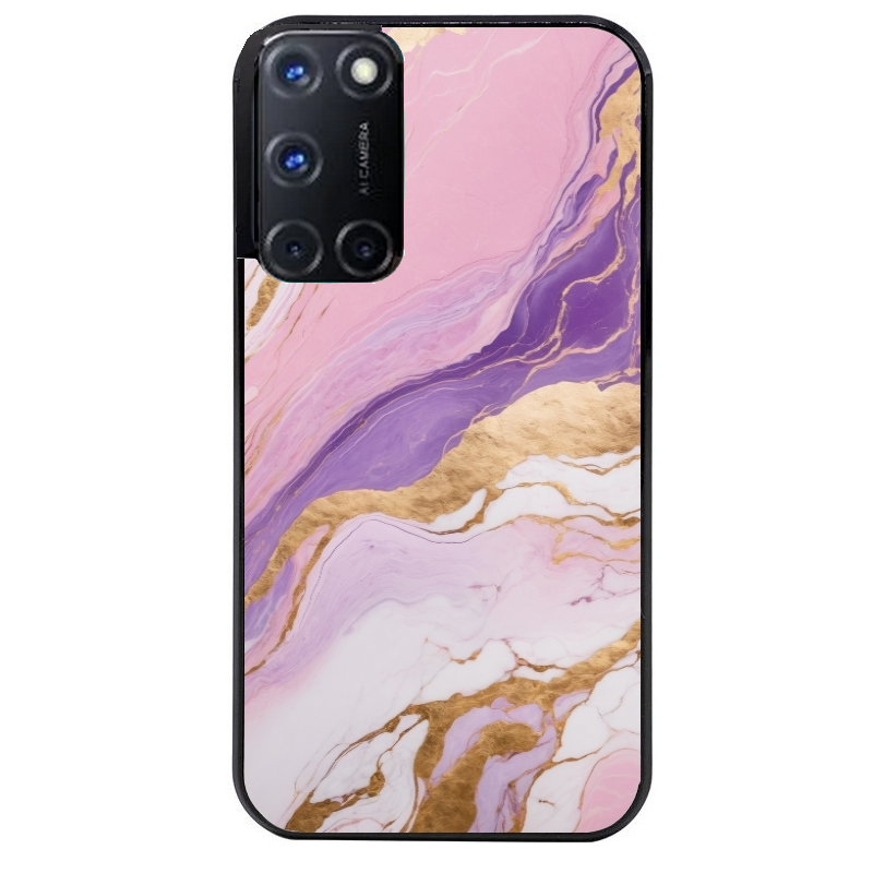 Coque noire taperso pour OPPO A72 4G avec motif marbre violet protection antichoc personnalisée