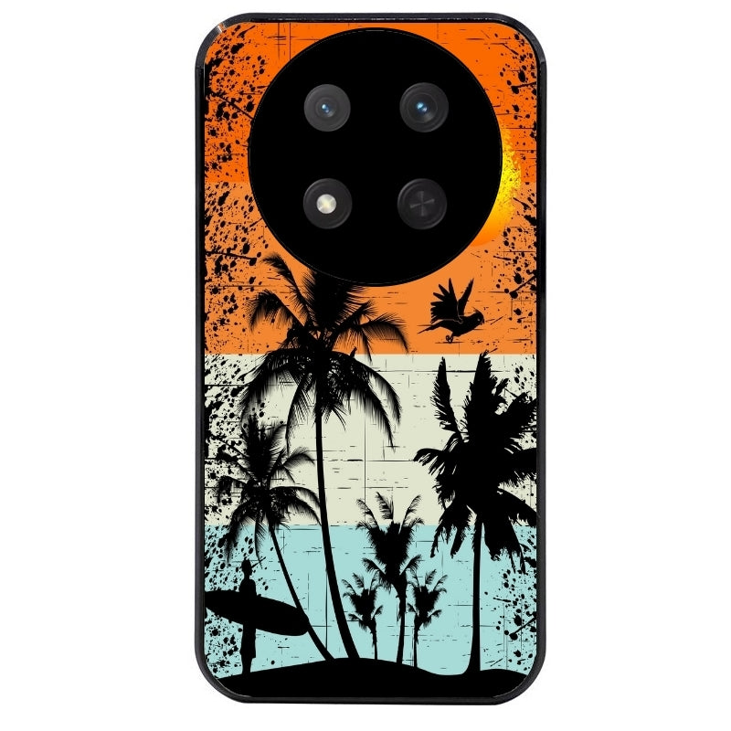 Coque noire taperso pour Magic 7 LITE et PRO avec motif hawai sun protection antichoc personnalisée