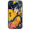 Coque noire taperso pour OPPO A16 et A16S avec motif samourai girl anime protection antichoc personnalisée