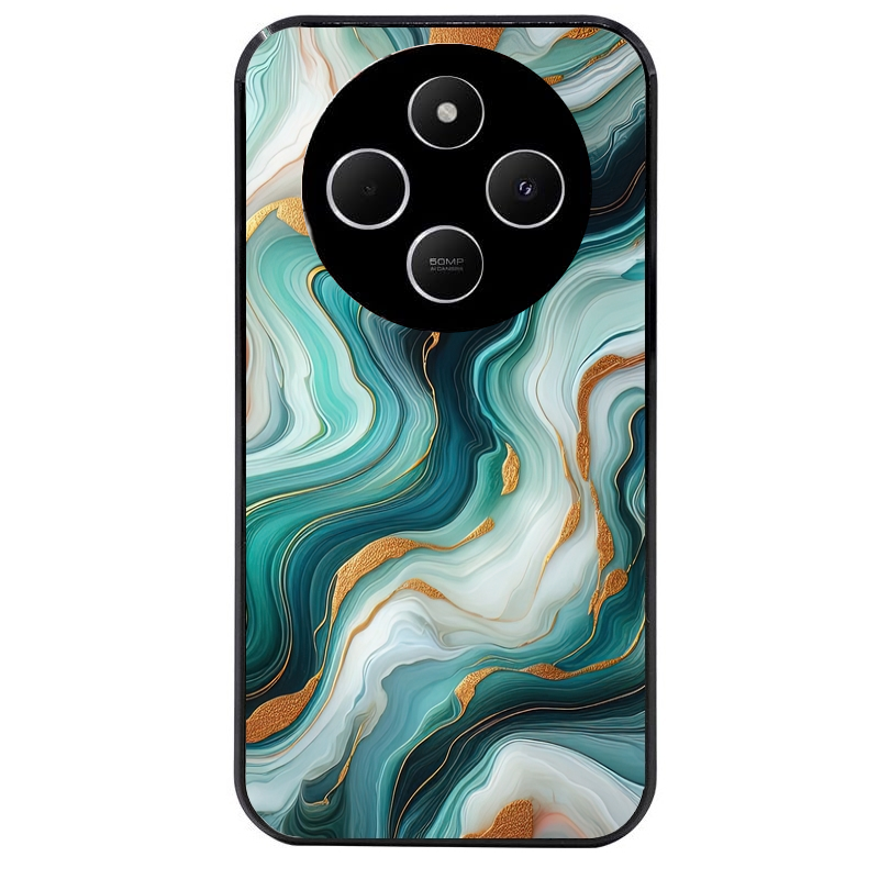 Coque noire taperso pour POCO C75 avec motif marbre vert protection antichoc personnalisée