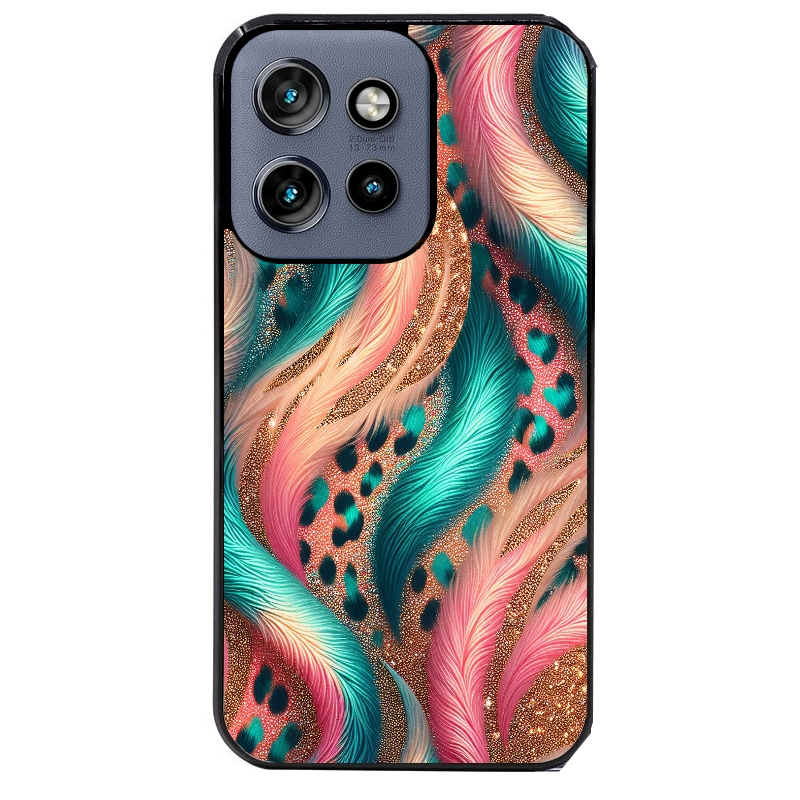 Coque noire taperso pour Moto Edge 60 et Neo Fusion Pro avec motif effet fourrure leopard 2 protection antichoc personnalisée