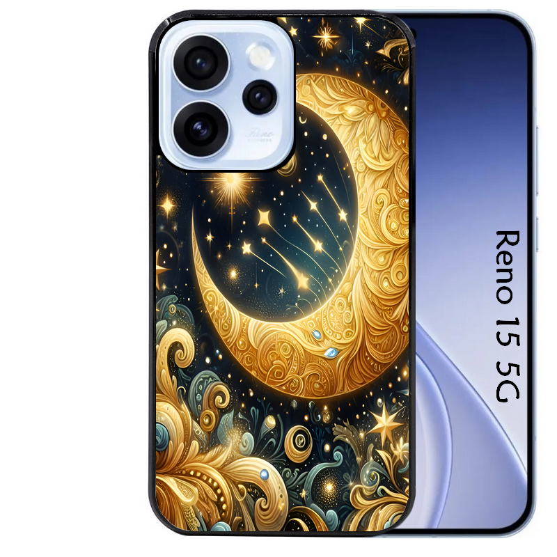 Coque noire taperso pour OPPO Reno 15 et F FS 5G avec motif lune astre protection antichoc personnalisée