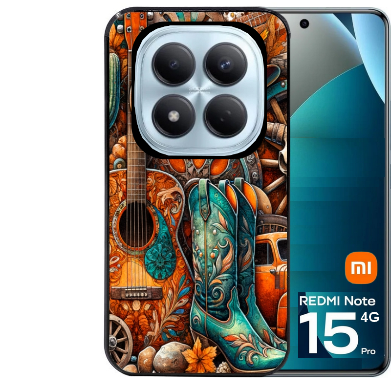 Coque noire taperso pour Redmi Note 15 et PRO PLUS 4G 5G avec motif cow boy et texas automne protection antichoc personnalisée