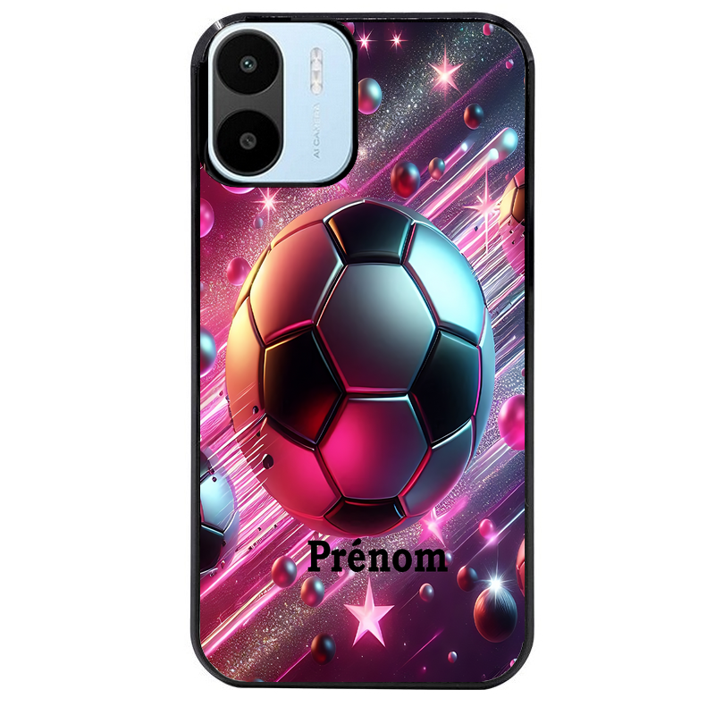 Coque noire taperso pour Redmi A1 et A2 avec motif foot etoile personnalisee protection antichoc personnalisée
