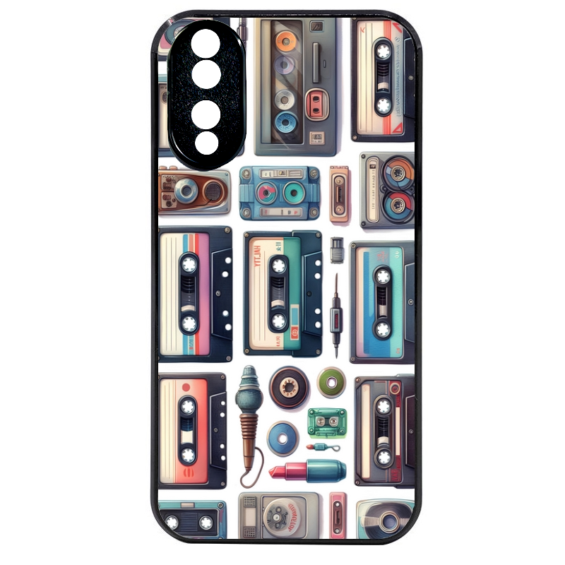 Coque noire taperso pour Honor 70 LITE 90 et LITE avec motif cassette multi protection antichoc personnalisée