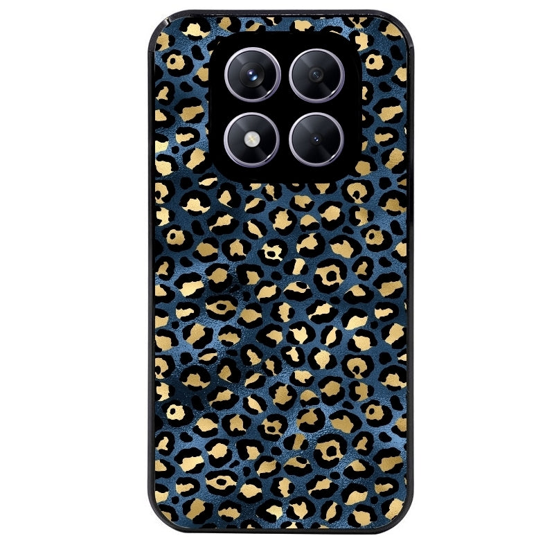 Coque noire taperso pour Redmi Note 14 et PRO PLUS 4G 5G avec motif leopard bleu protection antichoc personnalisée