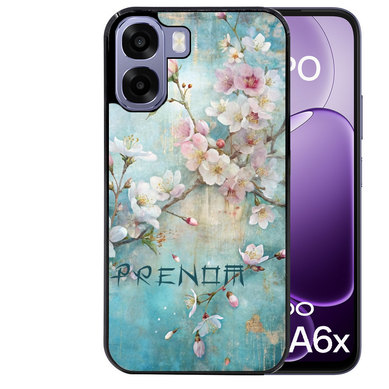 Coque noire taperso pour OPPO A6 A6X 4G et 5G avec motif fleur sakura personnalisee protection antichoc personnalisée