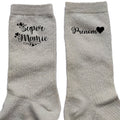 Chaussettes personnalisée paillettes crème motif super mamie