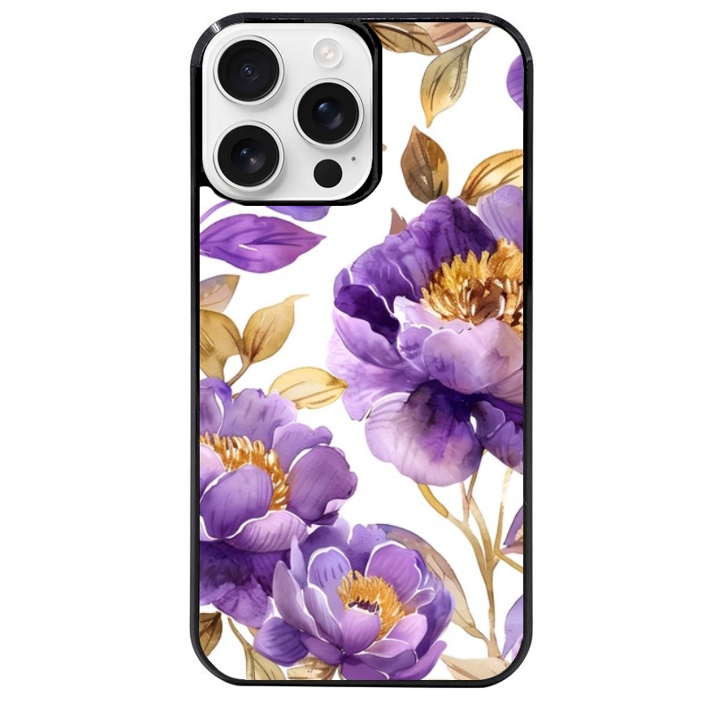 Coque noire taperso pour Iphone 16 16E PLUS MAX PRO avec motif fleur pivoine protection antichoc personnalisée