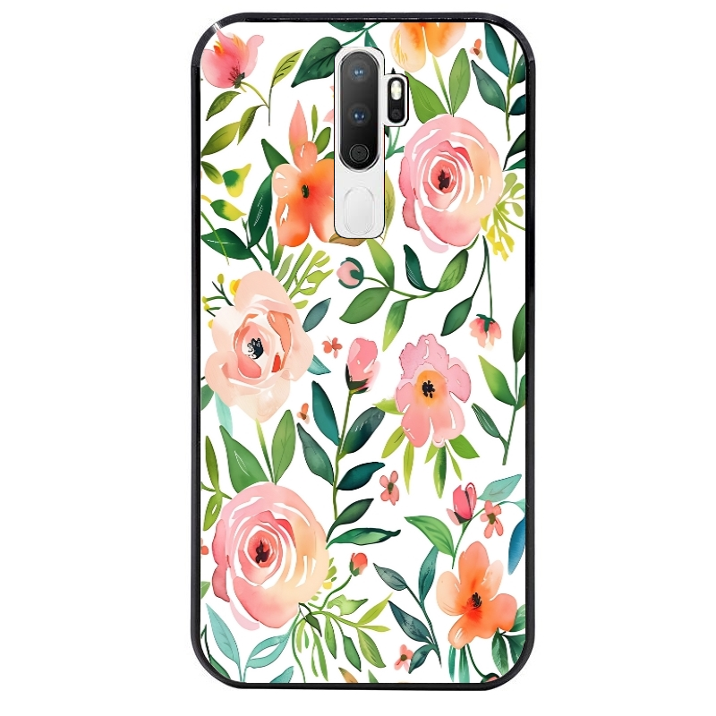 Coque noire taperso pour OPPO A5 A9 2020 avec motif fleur des champs protection antichoc personnalisée