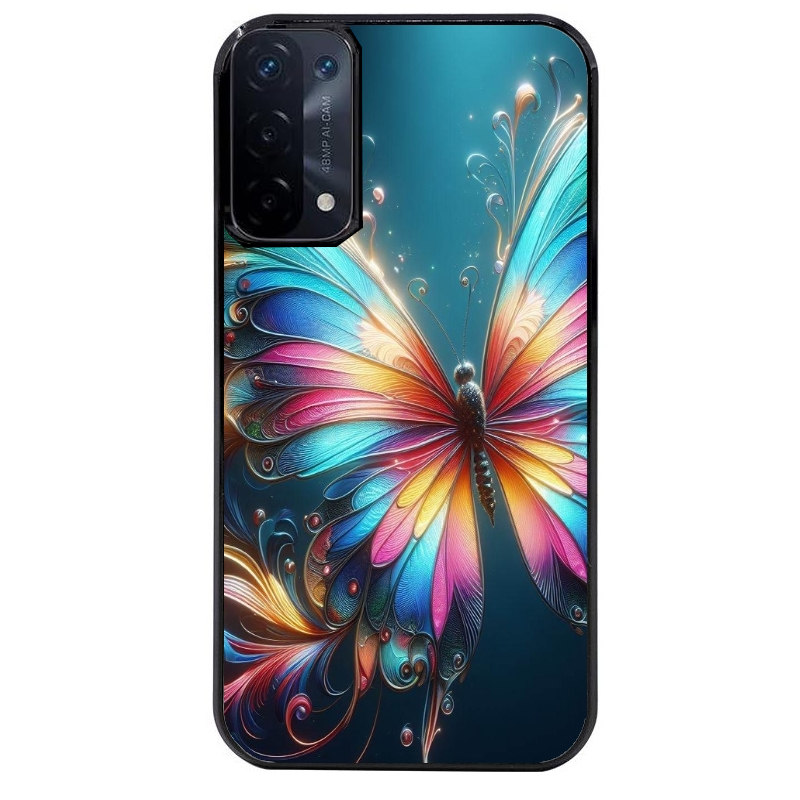 Coque noire taperso pour OPPO A54 et A74 5G avec motif papillon arc protection antichoc personnalisée