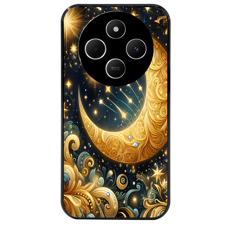 Coque noire taperso pour POCO C75 avec motif lune astre protection antichoc personnalisée