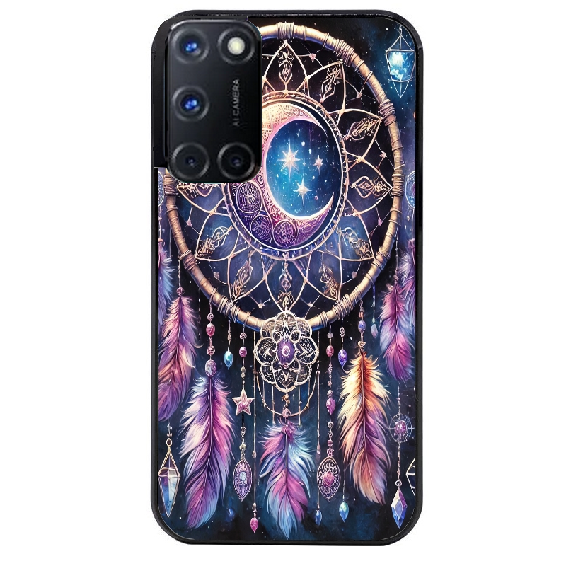 Coque noire taperso pour OPPO Reno 8 LITE avec motif dreamcatcher et lune protection antichoc personnalisée