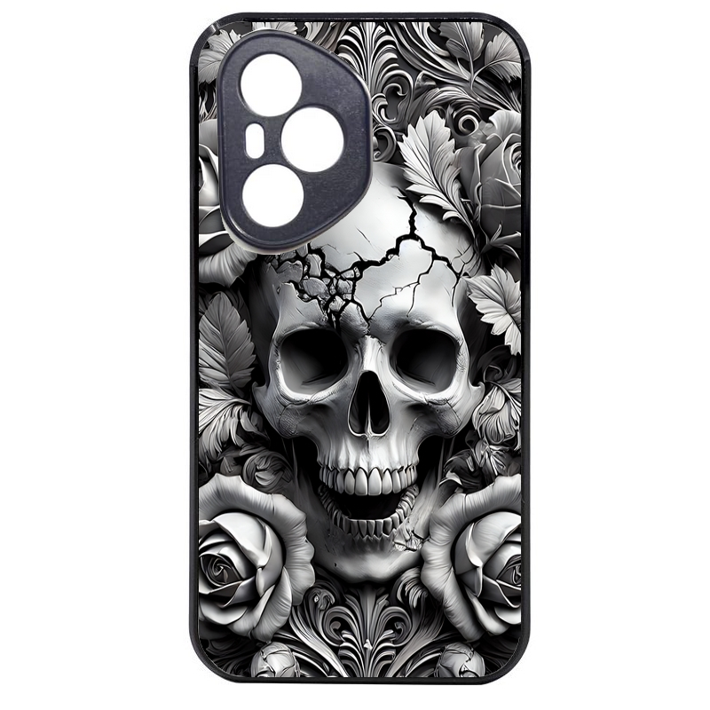 Coque noire taperso pour Honor 400 et Lite Pro Smart avec motif tete de mort fleur protection antichoc personnalisée