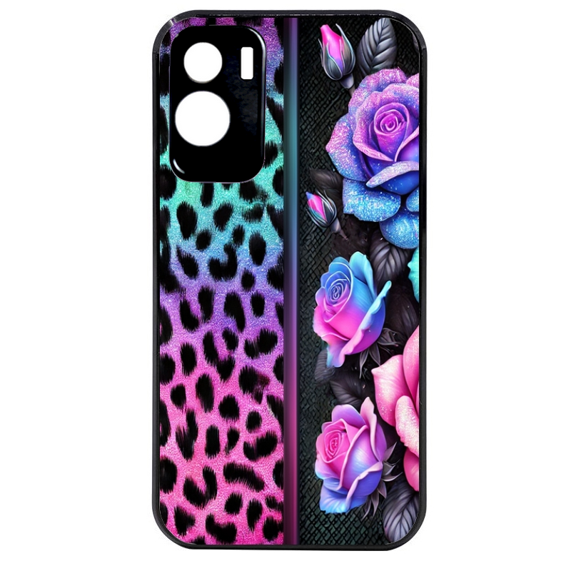 Coque noire taperso pour Honor 70 LITE 90 et LITE avec motif leopard et fleur protection antichoc personnalisée
