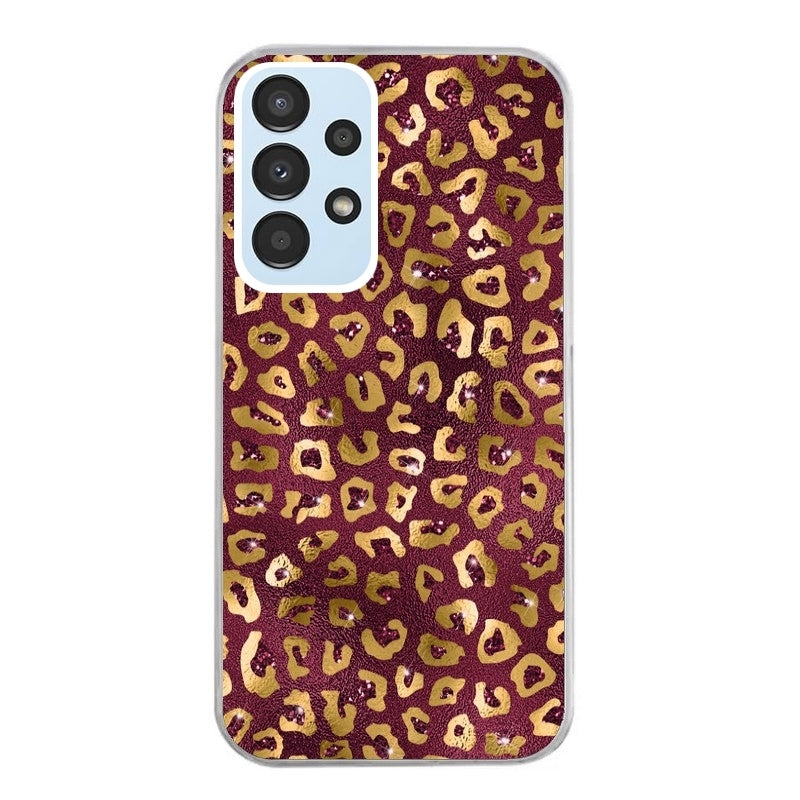 Coque taperso pour Galaxy A13 4G et 5G A23 A53 avec motif leopard grenat protection antichoc personnalisée