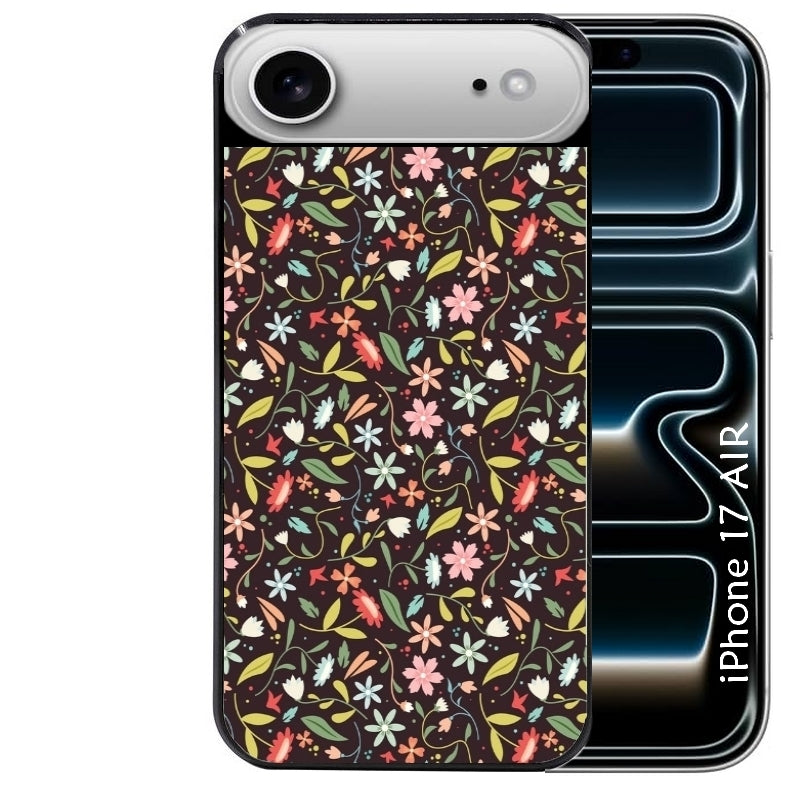 Coque noire taperso pour Iphone 17 17E AIR MAX PRO avec motif petites feurs multicolores protection antichoc personnalisée