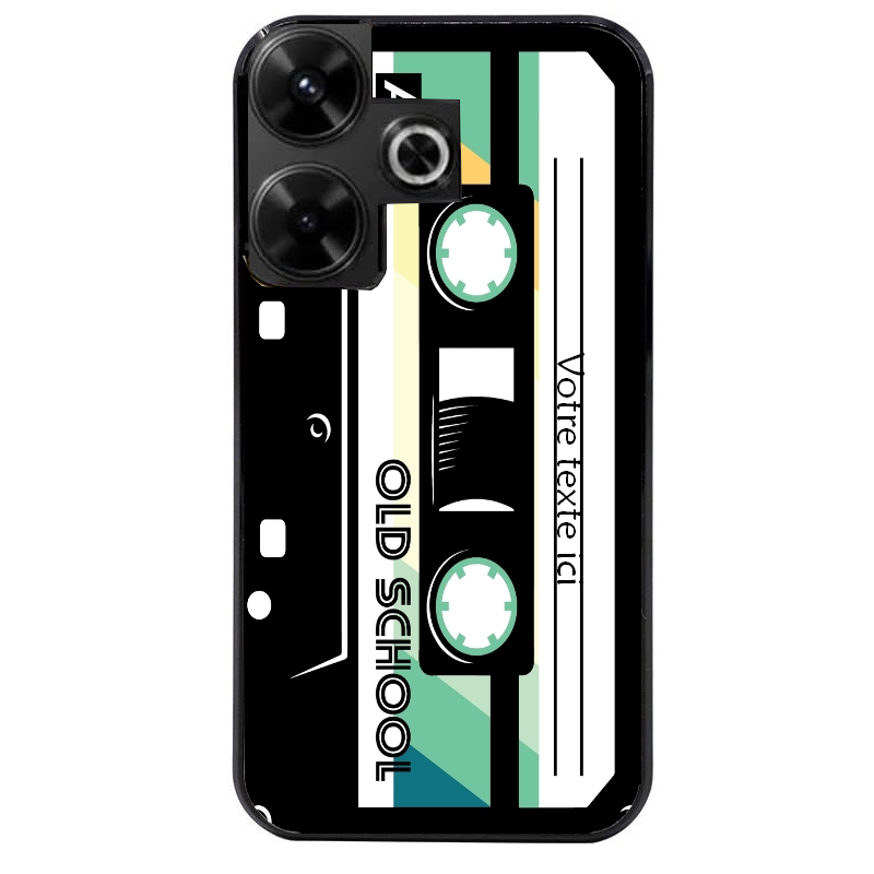 Coque noire taperso pour POCO M6 4G personnalisable avec motif cassette vintage protection antichoc personnalisée