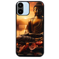 Coque noire taperso pour Redmi A1 et A2 avec motif bouddha et soleil protection antichoc personnalisée