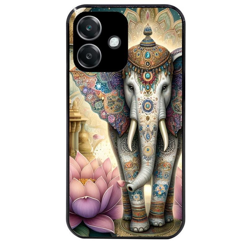 Coque noire taperso pour OPPO A40 avec motif elephant et lotus protection antichoc personnalisée