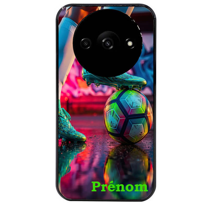 Coque noire taperso pour Redmi A3 avec motif foot controle personnalisee protection antichoc personnalisée