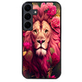 Coque noire taperso pour galaxy A06 A16 A26 A36 A56 avec motif lion et fleurs rose protection antichoc personnalisée