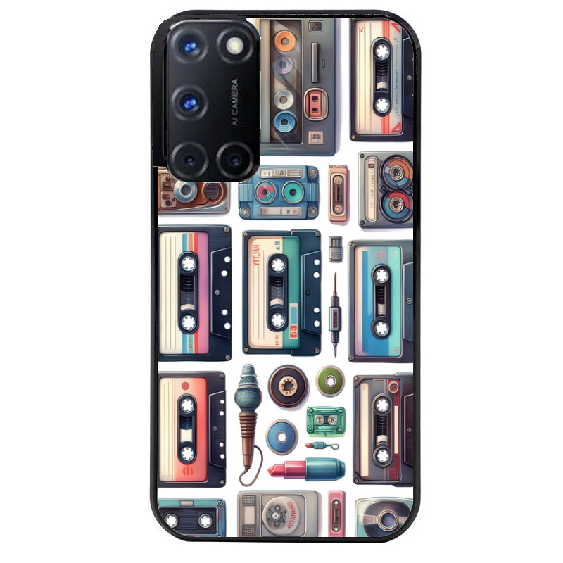 Coque noire taperso pour OPPO A72 4G avec motif cassette multi protection antichoc personnalisée