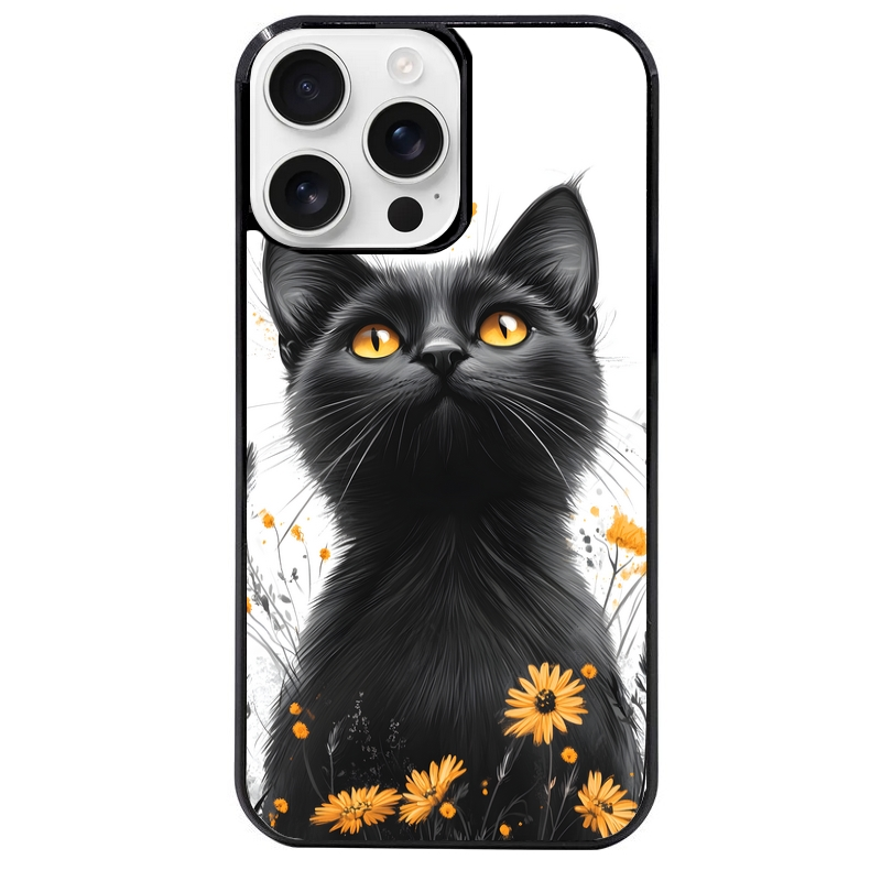 Coque noire taperso pour Iphone 16 16E PLUS MAX PRO avec motif chat eyes protection antichoc personnalisée