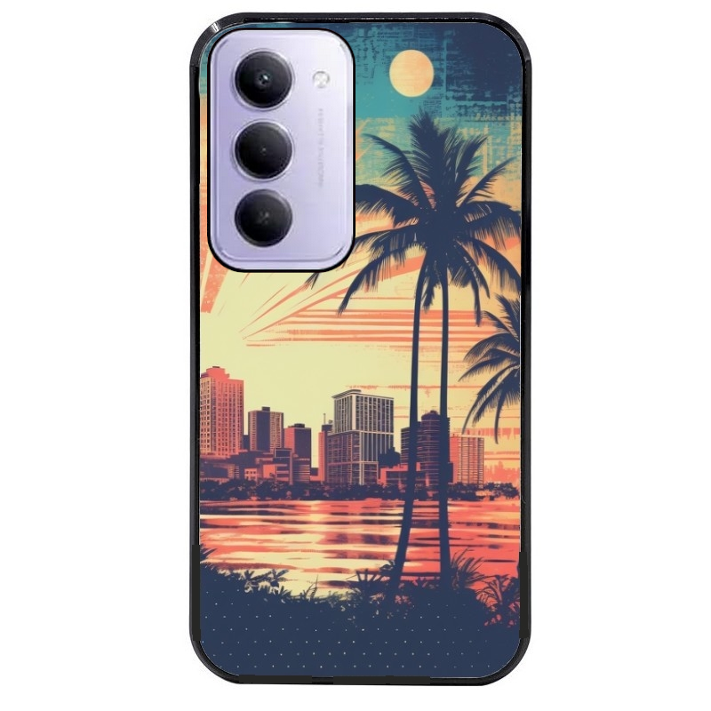 Coque noire taperso pour Redmi 15 4G et 5G avec motif hawaii retro protection antichoc personnalisée