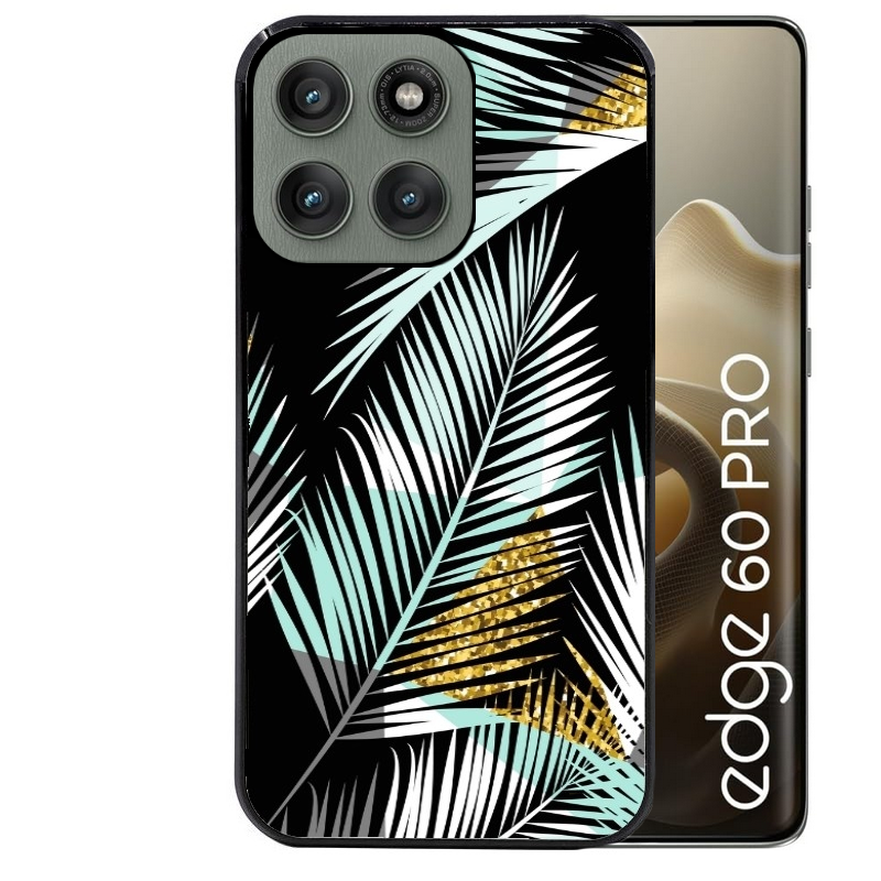 Coque noire taperso pour Moto Edge 60 et Neo Fusion Pro avec motif palmier noir protection antichoc personnalisée