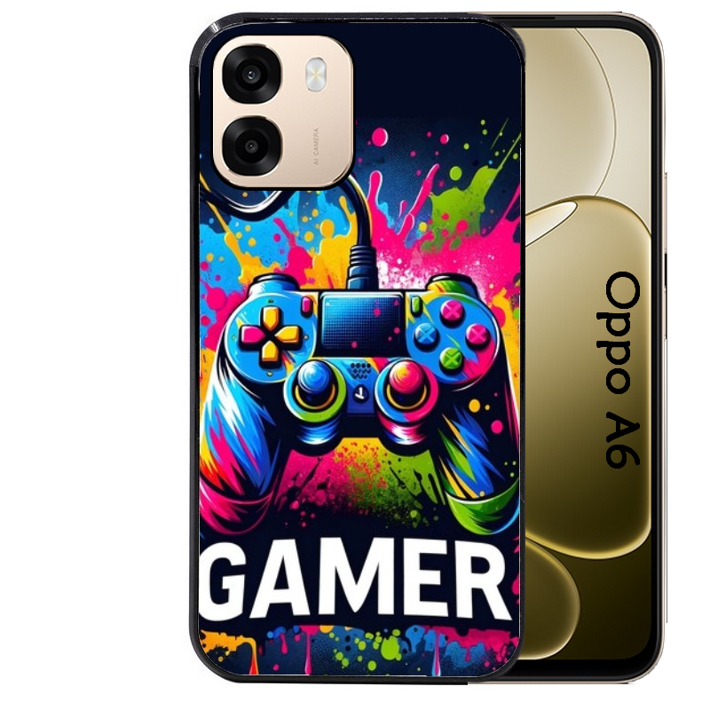 Coque noire taperso pour OPPO A6 A6X 4G et 5G avec motif gamer protection antichoc personnalisée