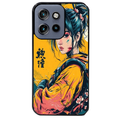 Coque noire taperso pour Moto Edge 60 et Neo Fusion Pro avec motif samourai girl anime protection antichoc personnalisée