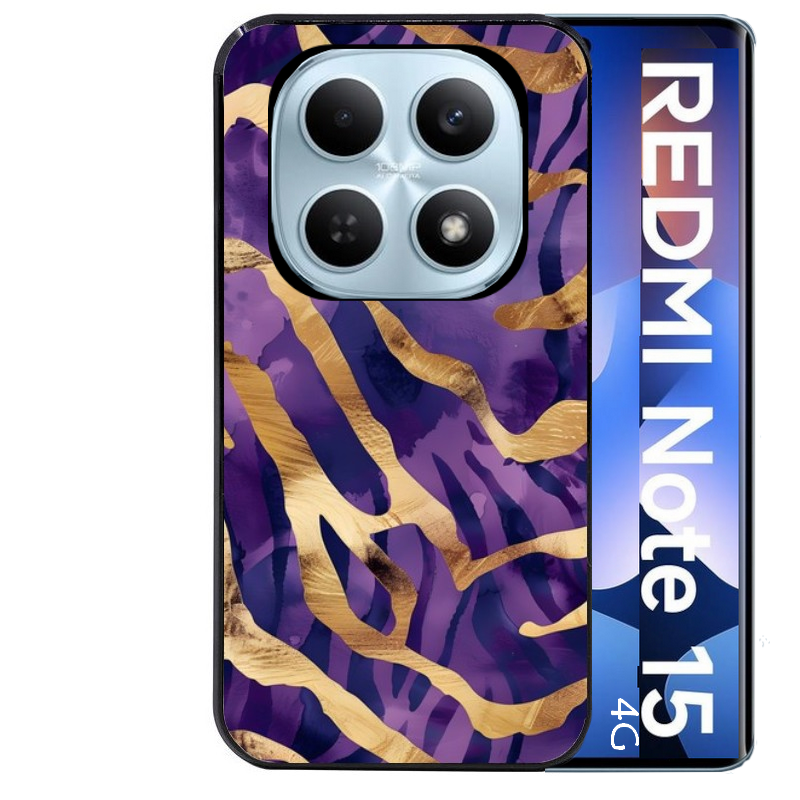 Coque noire taperso pour Redmi Note 15 et PRO PLUS 4G 5G avec motif zebre violet protection antichoc personnalisée