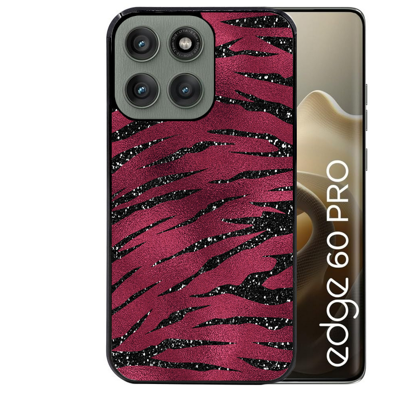 Coque noire taperso pour Moto Edge 60 et Neo Fusion Pro avec motif zebre grenat protection antichoc personnalisée
