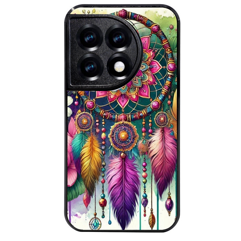 Coque noire taperso pour OnePlus 11 et 12 avec motif dreamcatcher et mandala protection antichoc personnalisée