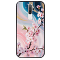 Coque noire taperso pour OPPO A5 A9 2020 avec motif marbre fleur cerisier protection antichoc personnalisée