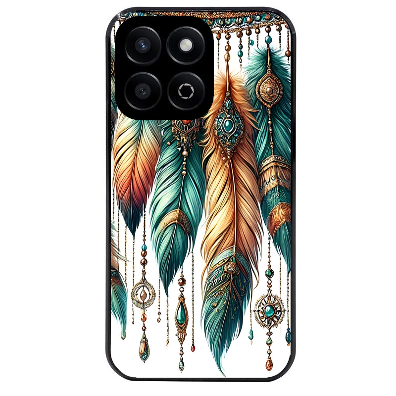 Coque noire taperso pour Honor 70 LITE 90 et LITE avec motif plumes et bijoux protection antichoc personnalisée