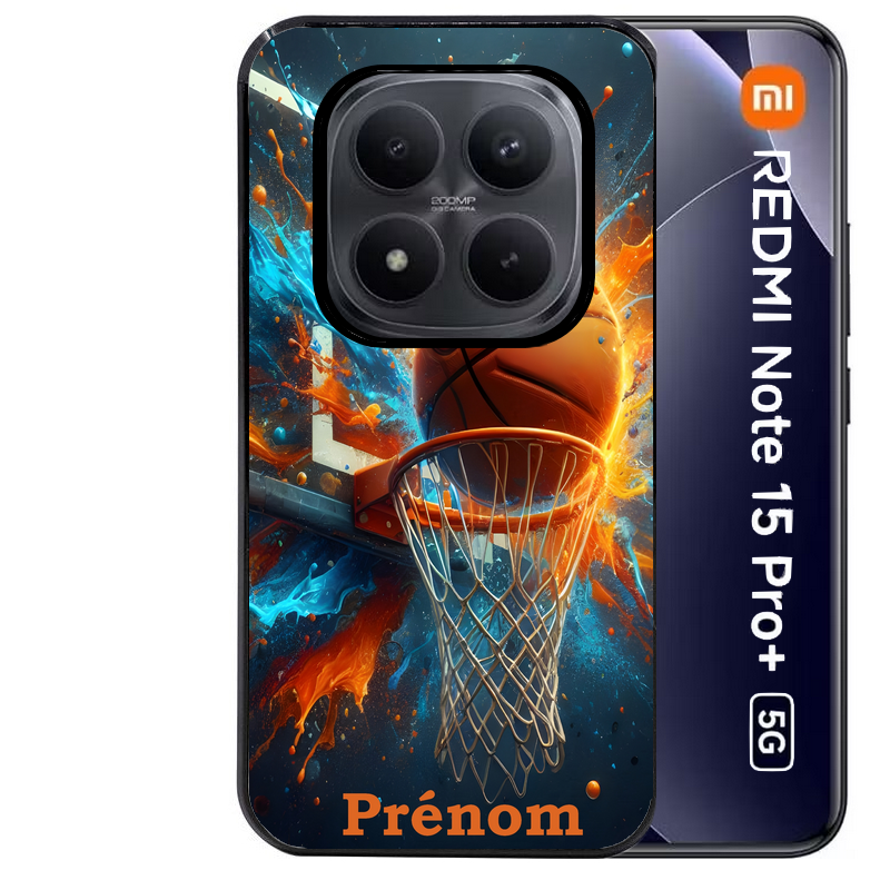 Coque noire taperso pour Redmi Note 15 et PRO PLUS 4G 5G avec motif basket ball color personnalise protection antichoc personnalisée