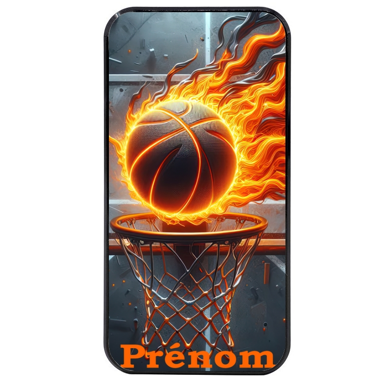 Coque noire taperso pour Redmi Note 15 et PRO PLUS 4G 5G avec motif basket flamme personnalisee protection antichoc personnalisée