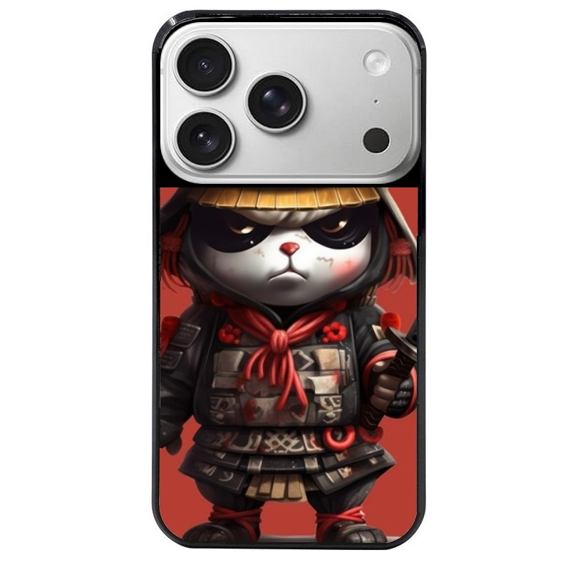 Coque noire taperso pour Iphone 17 17E AIR MAX PRO avec motif panda et samourai protection antichoc personnalisée