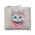 Porte monnaie personnalisé chat pastel ivoire en feutrine en feutrine ivoire