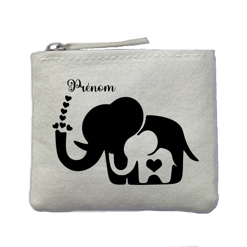 Chaussettes personnalisées paillettes argent motif éléphant maman