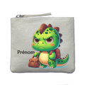 Porte monnaie personnalisé dinosaure raleur ivoire en feutrine en feutrine ivoire