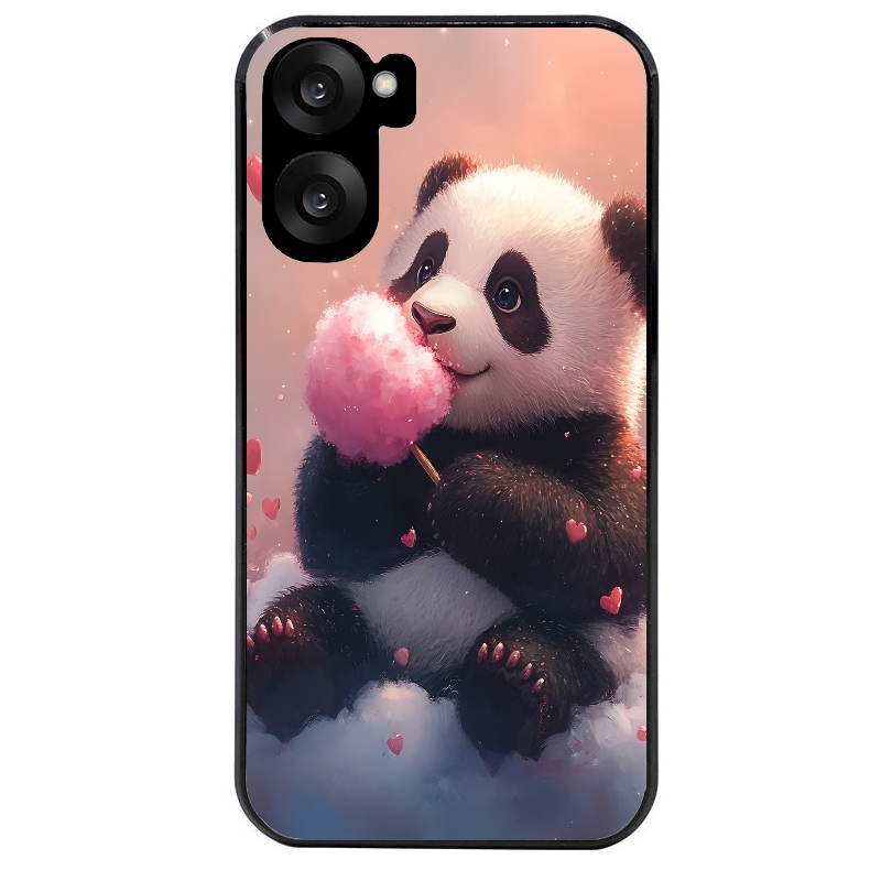 Coque noire taperso pour OnePlus Nord CE5 avec motif panda bonbon protection antichoc personnalisée